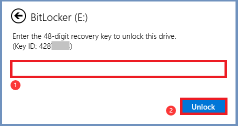 輸入 BitLocker 復原金鑰