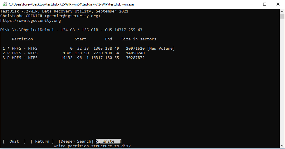 TestDisk 恢復分割槽