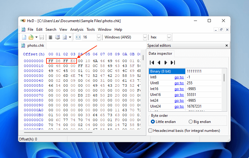 選擇 chk 檔案